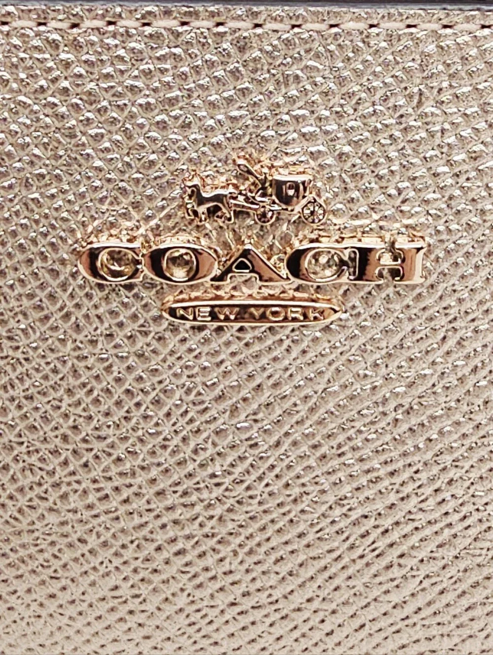 Coach Mini Skinny ID Case With Keychain Rose Gold Metallic